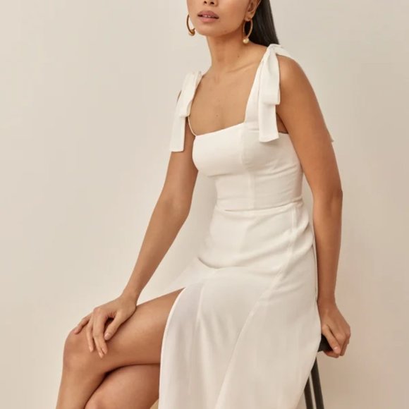 Reformation Twilight Dress in Ivory White Sleeveless Midi - Picture 4 of 7